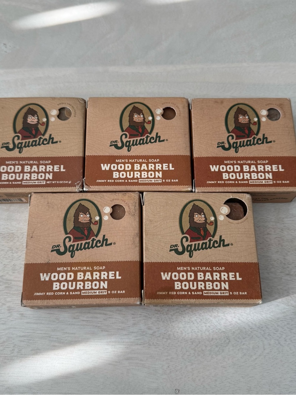 Dr. Squatch Men’s Soap Bars Wood Barrel Bourbon lot of 5 pieces